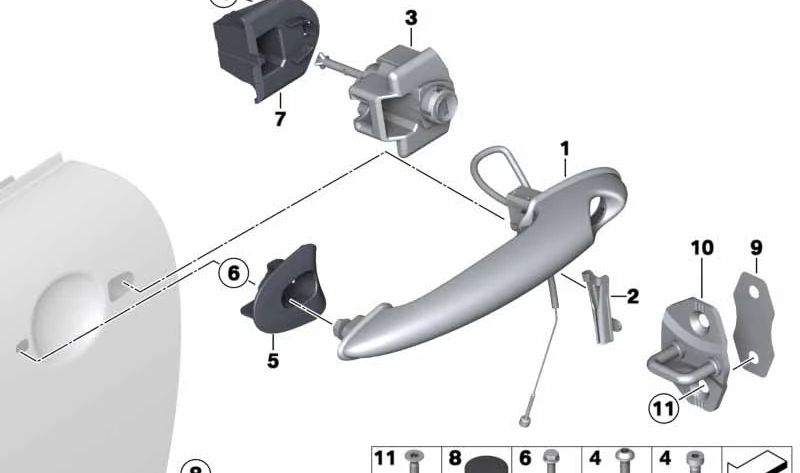 Manilla puerta cromada OEM 51217198472 para MINI R50, R52, R53, R55, R56, R57, R58, R59. Original MINI.