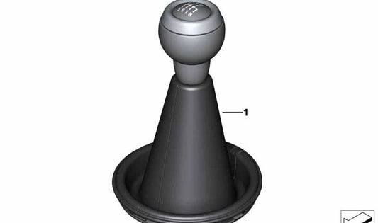 Pomo de cambio de marchas en madera con cubierta para 6ª marcha OEM 25112753785 para MINI R56, R56 LCI, Clubman R55, Cabrio R57... y más. Original MINI.