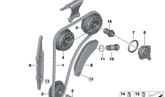 Unidad de regulación árbol de levas admisión OEM 11368617692 para BMW F20, F21, F22, F23, F30, F31, F34, F32, F33, F36, G30, G31, G11, G12, F48, F39, I12 y MINI F54, F55, F56, F57, F60. Original BMW y MINI.