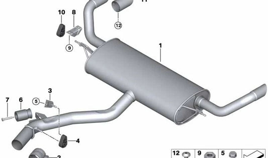 Silenziatore posteriore per BMW E71 (OEM 18308509291). BMW originale