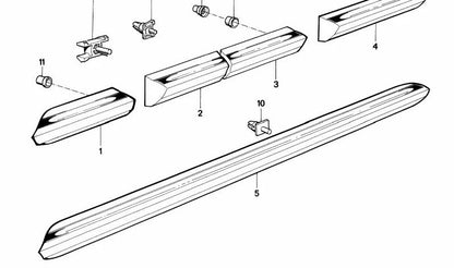 Moldura lateral cromada derecha OEM 51131876130 para BMW E30. Pieza original BMW.