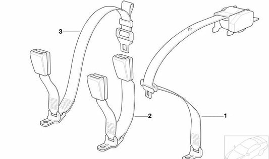 RIGHT SAFETY Belt OEM 72118171096 for BMW E36. Original BMW.