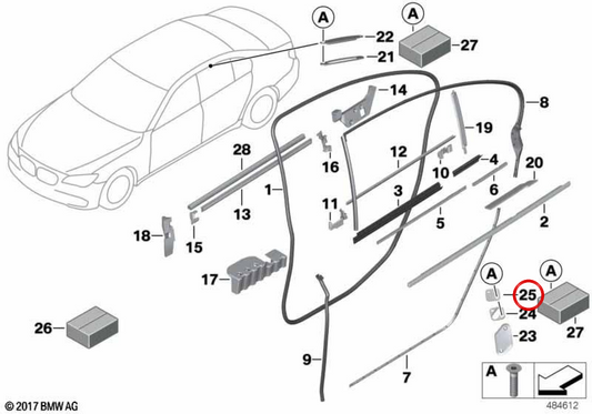 Lower rubber cap 51007270060 for BMW F20, F21, F22, F23, F30, F31, F32, F33, F34, F36, F87. Original BMW.