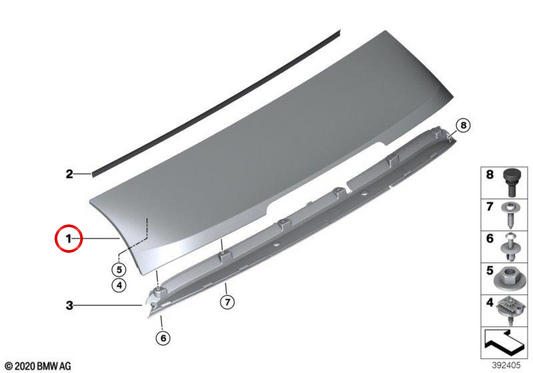 Spoiler traseiro preparado OEM 51007375209 para BMW i3 (I01). BMW genuíno.