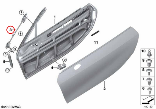 Porta sinistra HEA OEM 51007457821 per BMW I15. BMW originale.