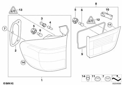 Rear tailgate headlight seal left for BMW X5 E70 (OEM 63217288973). Original BMW