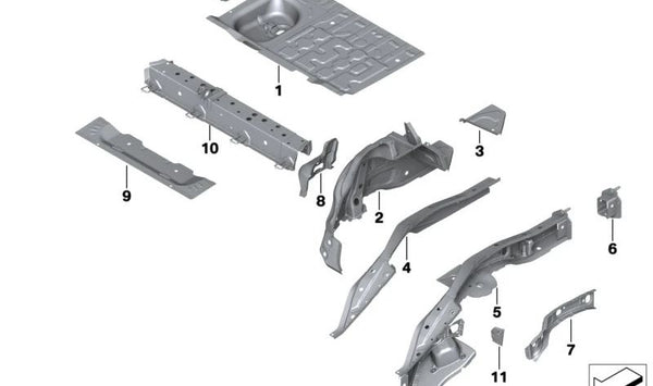 Larguero superior izquierdo OEM 41007402371 para MINI F55, F55 LCI, F65. Original MINI.