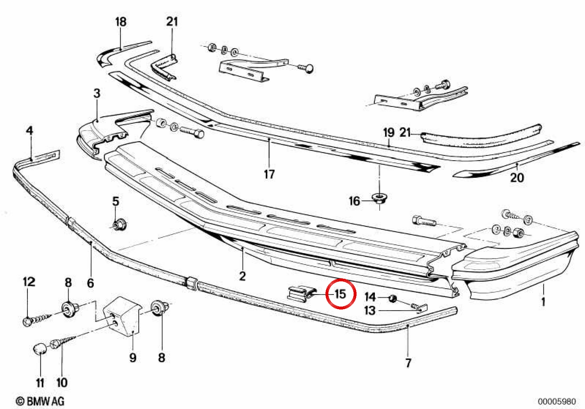 OEM MOLED GRADE 51111826894 per BMW E21, E12, E24. BMW originale.