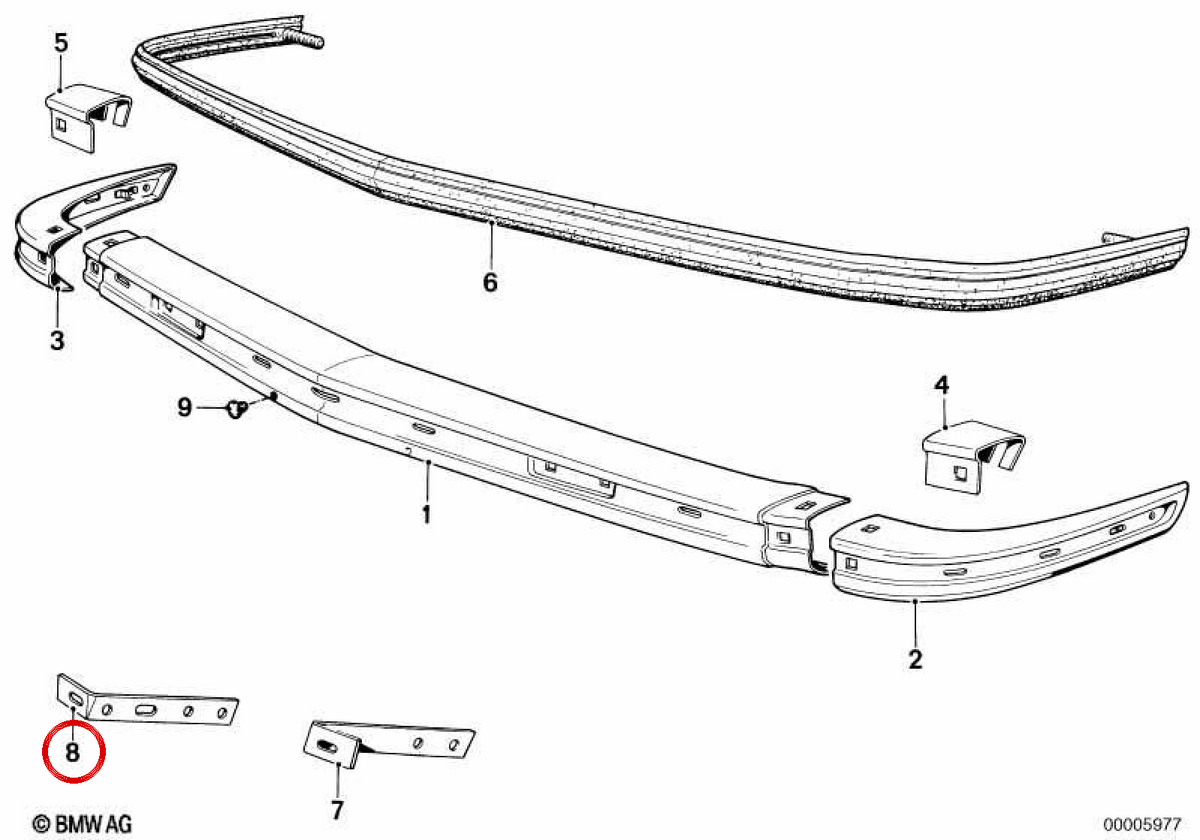 Supporto destro OEM 51111834842 per BMW E21. BMW originale.