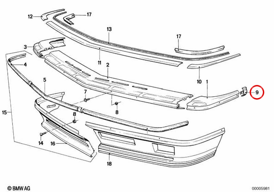 OEM 51111866409 Front -end sinistro per BMW E24. BMW originale.