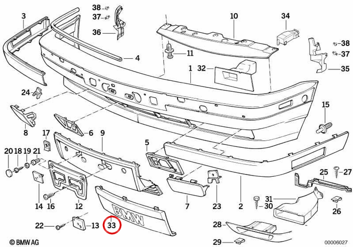 Cubierta embellecedora OEM 51111978089 para BMW E34. Original BMW.