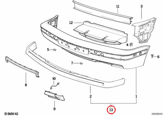 Moldagem do pára-choque dianteiro OEM 51112232452 para BMW E34. BMW genuíno.