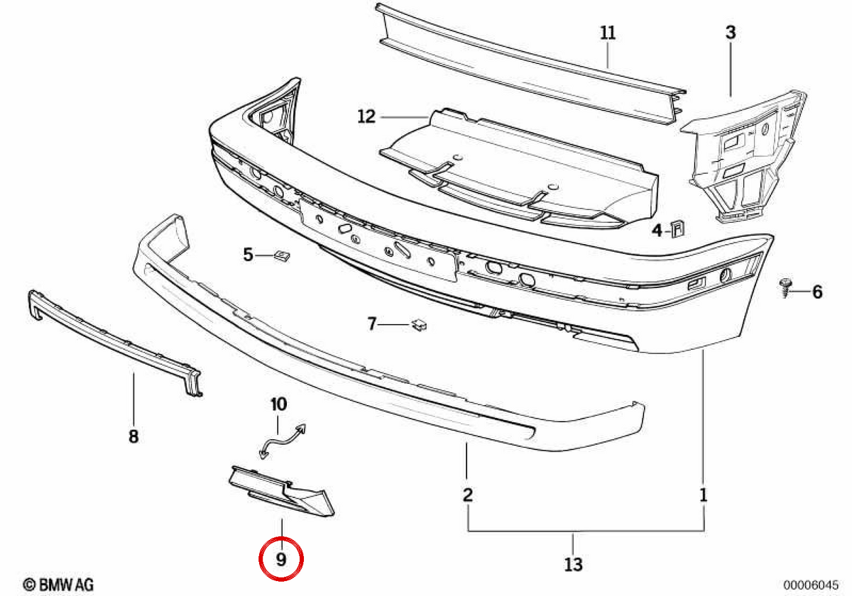 Left side cover OEM 51112232631 for BMW E34. Original BMW.