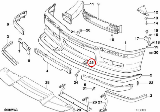 Écrou à sertir OEM 51112252200 pour BMW Série 3 E36 316i, 318i, 318is… et plus. BMW d’origine