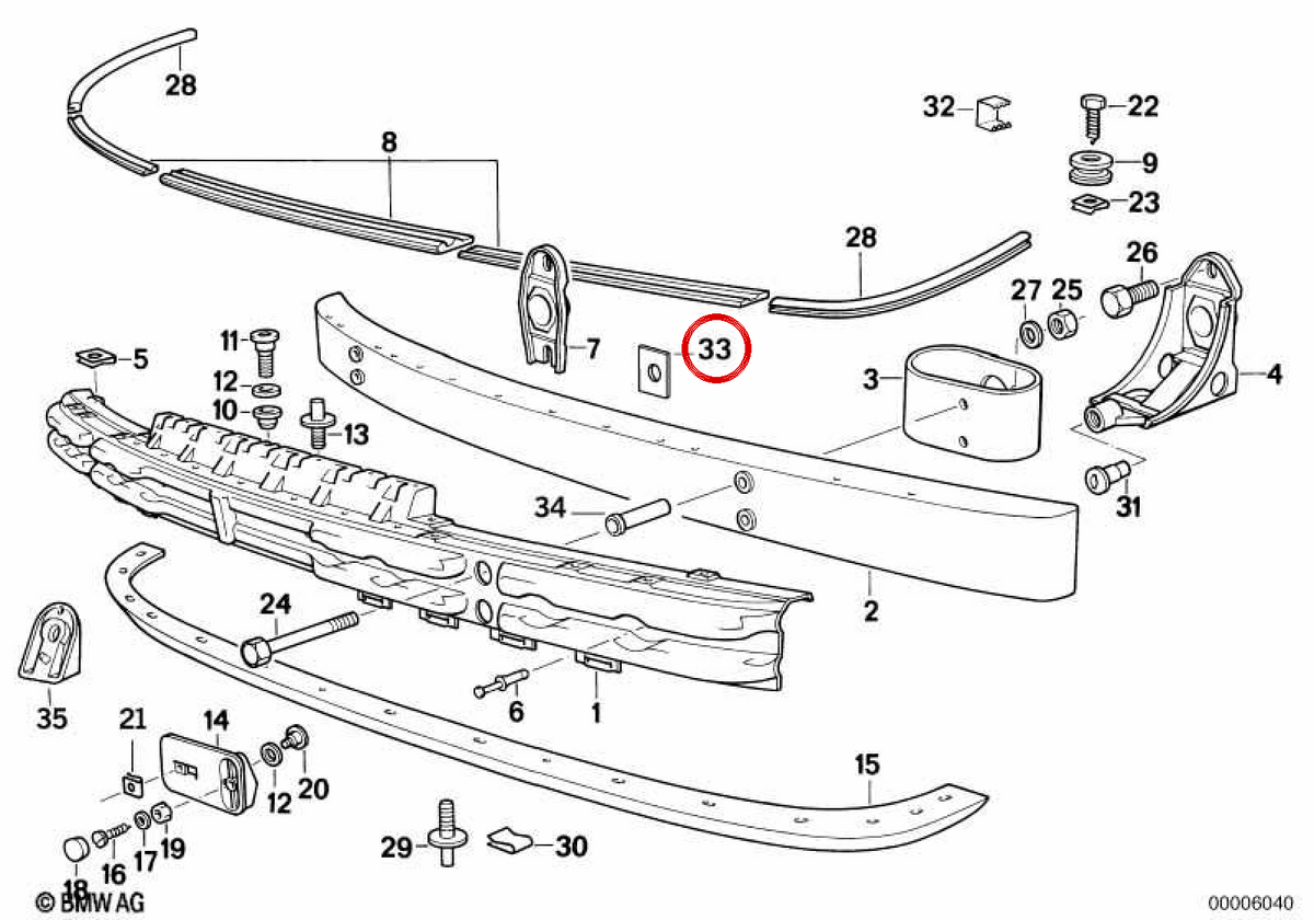OEMA 51112292237 Holder per BMW E30, E36, E34, E32, Z1. BMW originale.