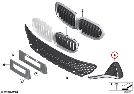 Lato sinistro Grace OEM 51112469507 per BMW F52. BMW originale.