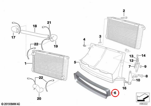 Soporte de matrícula delantero OEM 51112484014 para BMW E36. Original BMW.