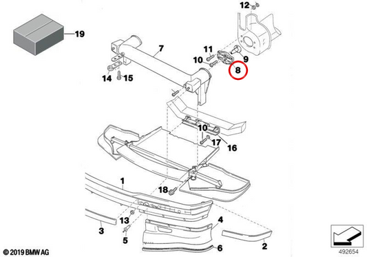 Placa base de suporte OEM 51112486401 para BMW F80, F82, F83. BMW genuíno.