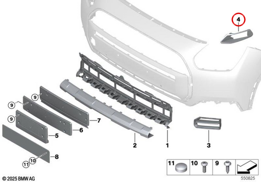 ABSORÇÃO DIREITA OEM 51115A091F6 para Mini Countryman U25 (10/2022 - 03/2025). Mini original.