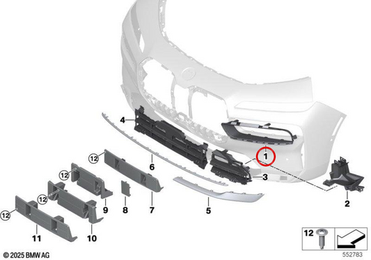 L'avvocato della fattoria sinistra OEM 51115A09A53 per BMW G70. BMW originale.