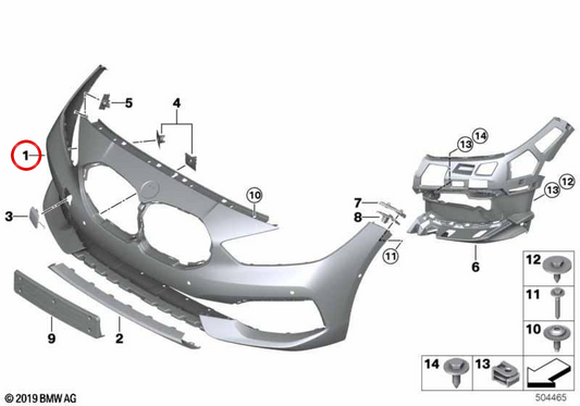 OEM 5115A0B7D0 Printing front bumper for BMW F40. Original BMW.