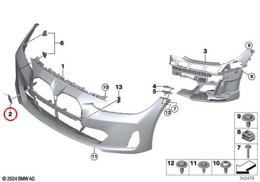 Abdeckung des Druckschleppungshakens 51115a0f319 für BMW G26. Original BMW.
