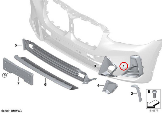 OEM 5115A16573 Grille de conduite aérienne gauche pour BMW G08. BMW d'origine.