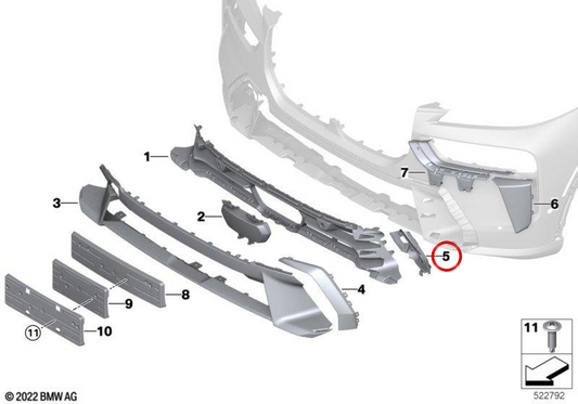Copertura laterale destra OEM 51115A24EB6 per BMW G07. BMW originale.