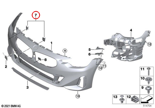 PDC/PMA -Sensorunterstützung OEM 51115A2FCC7 für BMW G42. Original BMW.