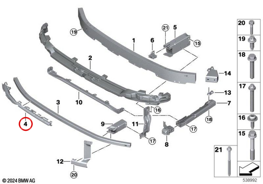 Stoßdämpfer vorne unten links OEM 51115A32347 für MINI F66, F65, Cabrio F67. Originaler MINI.