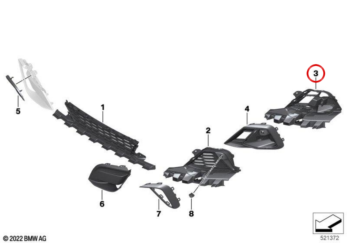 RIGHT SUPPORT OEM 51115A32474 for BMW G29. Original BMW.