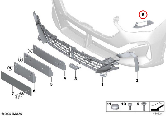 Left absorption hopper OEM 51115A32AC7 for BMW X2 U10 (09/2022 - 03/2025). Genuine BMW.