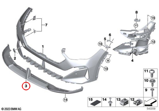 Tampa inferior do para-choque dianteiro OEM 51115A32AD0 para BMW X2 U10. BMW genuíno.