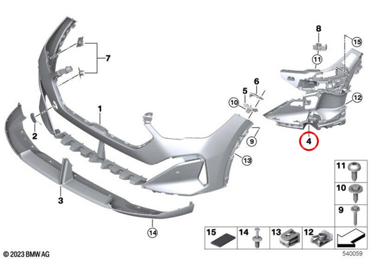 Insérer pour le pare-chocs avant gauche OEM 51115A32AD5 pour BMW x2 (U10). BMW d'origine.
