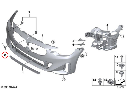 Tampa do gancho de reboque com primer OEM 51115A33631 para BMW G42. BMW genuíno.