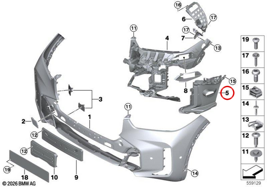 Rideau d'air droit OEM 51115A370C8 pour BMW E21, E12, G05, Z1. BMW d'origine.