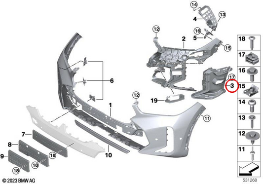 Condotto ad aria destra (tende d'aria) OEM 51115A370D2 per BMW E21, E12, E60, F10, E24, G06, Z1. BMW originale.