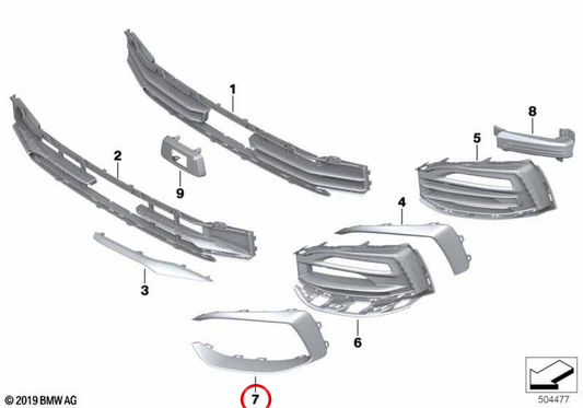 Molding Left side rack OEM 51115A39385 for BMW F40. Original BMW.