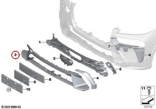 Central Front Cover 51115A54A87 for BMW G07. Original BMW.