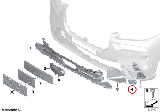 Moldura externa direita OEM 51115A5BE12 para BMW G07. BMW genuíno.