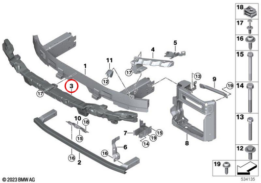 Upper Shock Hemat OEM 51115A65E49 per BMW G18. BMW originale.