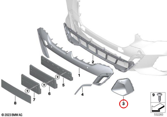 Air Curtain Izquierdo OEM 51115a6ea71 für BMW G60 und G61. Original BMW.