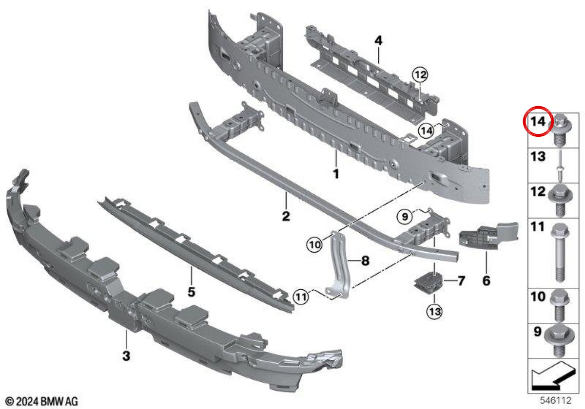 Tornillo hexagonal OEM 51115A72583 para MINI Cooper J01, Aceman J05, JCW E... y más. Original MINI.