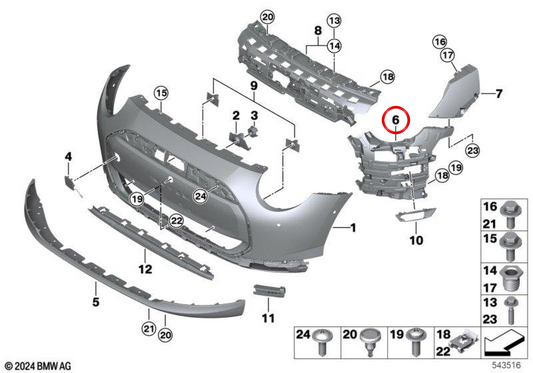 Guida paraurti destra OEM 51115A77130 per MINI Cooper J01, Cooper E, Cooper SE... e altro ancora. MINI originale.
