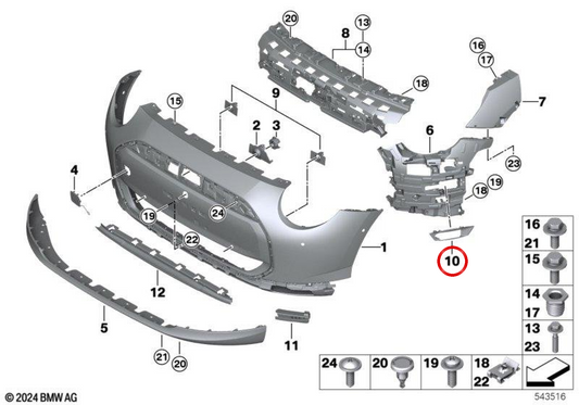 Tolva de absorción derecha OEM 51115A77196 para MINI Cooper J01 (10/2022 - 03/2025). Original MINI.