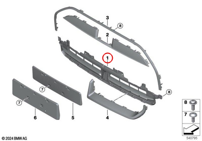 Unterer Mittelgrill OEM 51115A77241 für MINI Cooper J01, Cooper E, Cooper SE, JCW E. Original MINI.
