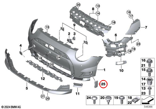 Linke untere Stoßstangenverkleidung OEM 51115B40306 für MINI Cooper J01 (01/2024 - 03/2025). Originaler MINI.