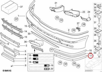 Links Frontalformung OEM 51117005969 für BMW E39. Original BMW.
