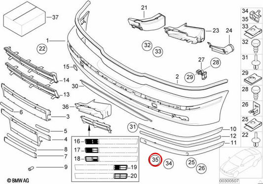 OM Capteur PDC extérieur OEM 51117011303 pour BMW E39. BMW d'origine.