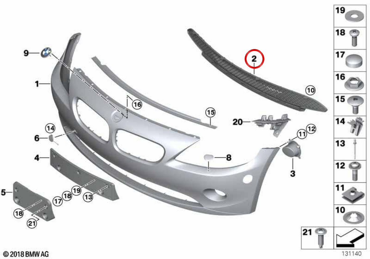 Grid centrale per BMW Z4 E85 (OEM 51117016061). BMW originale